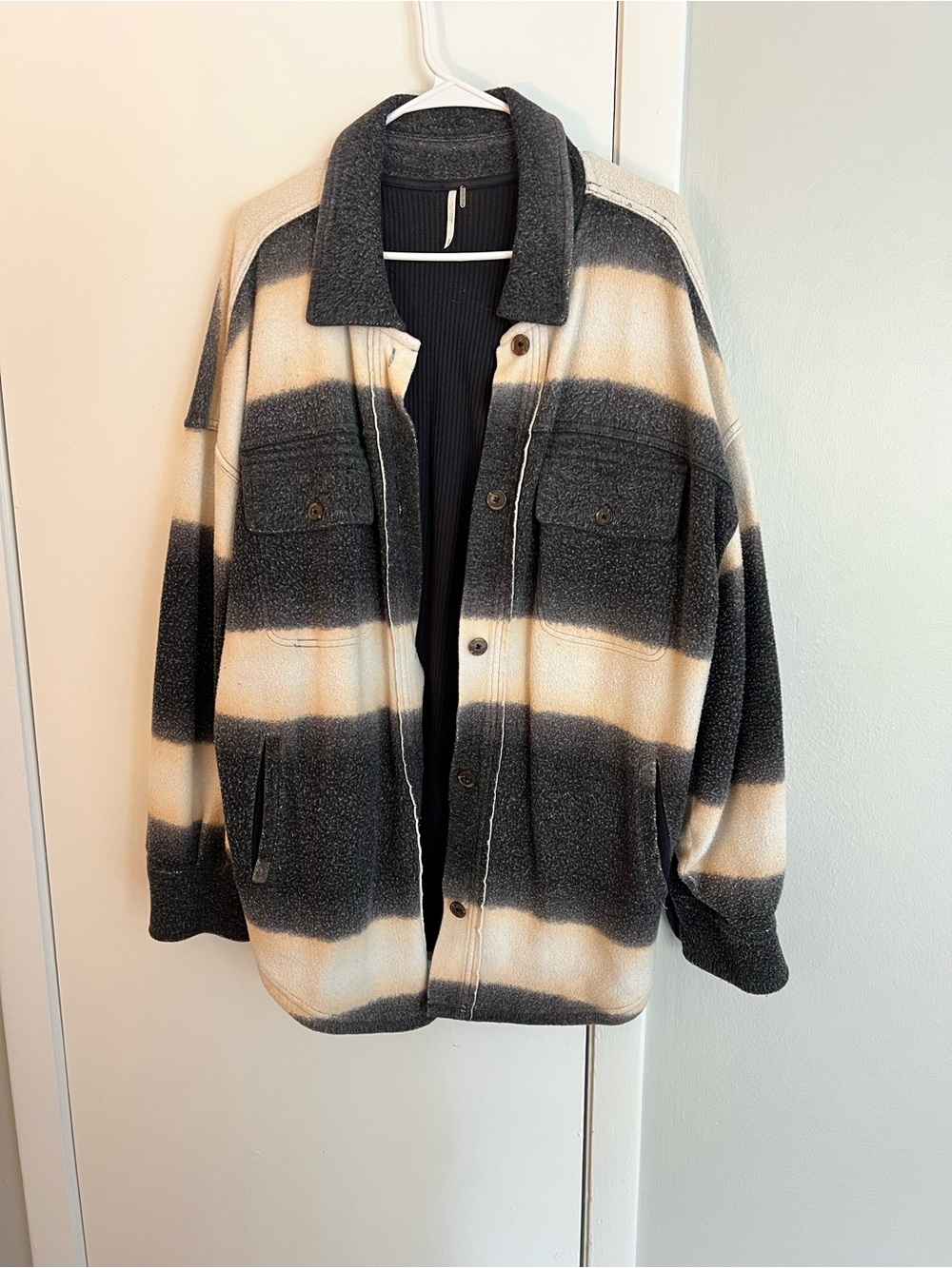 Free People Ruby Jacket in Cream and Charcoal